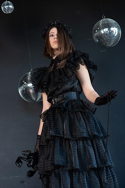 Чёрное нарядное платье «Уэнсдей» ОПТ фото 2