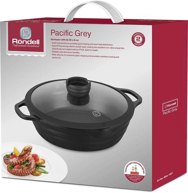 Сотейник Rondell Pacific RDA-1907 d=28см (с крышкой) графитовый фото 4