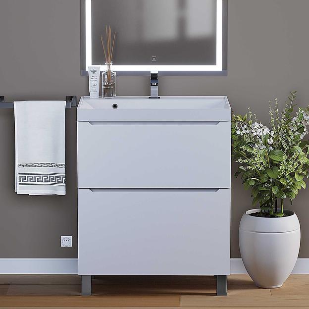 Тумба под раковину для ванной Uperwood Tanos, 70 см, напольная, белая, 2 ящика фото 1