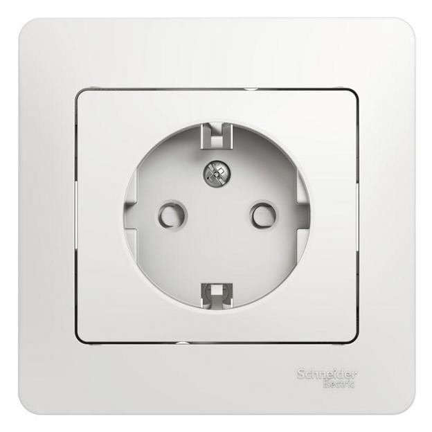 Systeme electric GSL000144 GLOSSA РОЗЕТКА с заземлением со шторками, 16А, в сборе, БЕЛЫЙ фото 1