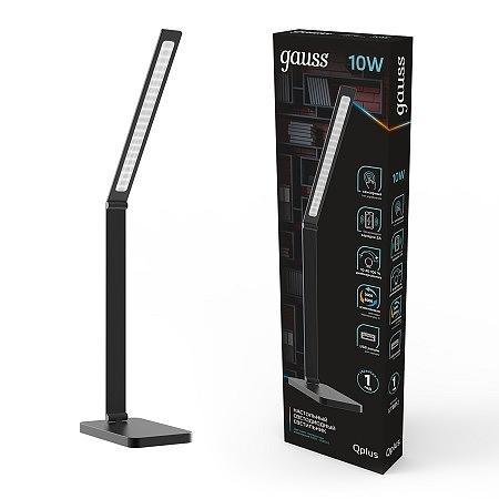 Светильник Gauss Qplus GTL501, 10W 600lm 3000-6000K черн димм Qi USB LED фото 1
