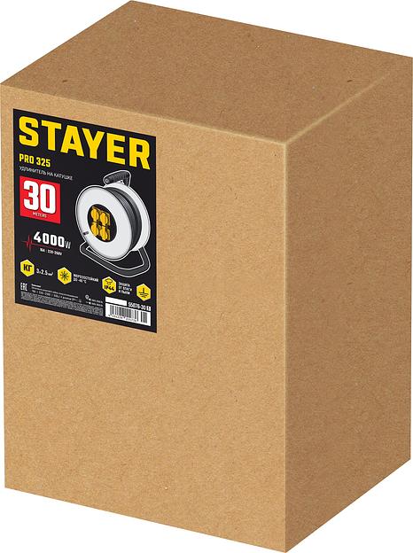 STAYER PRO-325, КГ, 3 х 2.5 мм2, 30 м, 4000 Вт, IP44, силовой удлинитель на стальной катушке (55076-30) фото 3