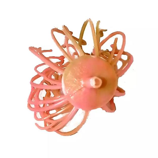 Добавка тычинка густая розовая с зелёными с ножкой 5,5см 534шт/кг фото 3