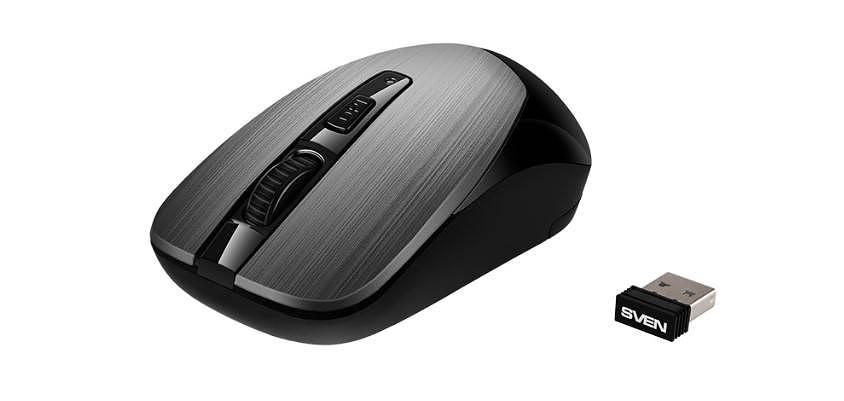 Беспроводная мышь Sven RX-380W серый металлик (2,4 GHz, 3+1кл. 800-1600DPI, блист.) фото 1