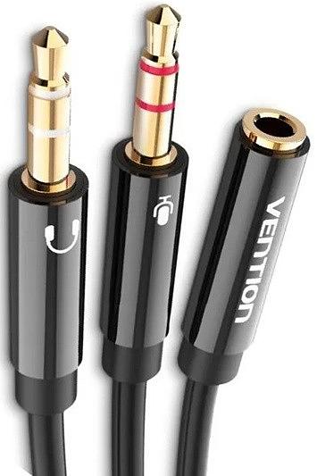 Переходник-разветвитель Vention гибкий Jack 3.5 mm F 4 pin/Jack 3.5 mm M x 2 (OMTP-CTIA) - 0.3м Переходник-разветвитель Vention гибкий Jack 3.5 mm F 4 pin (BHDBY) фото 1