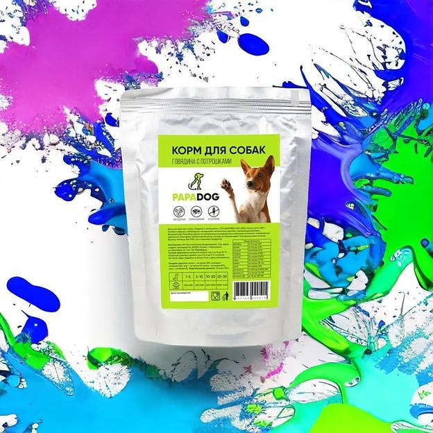 Корм для собак влажный PapaDog Holistic «Говядина с потрошками» 300 г ОПТ фото 4