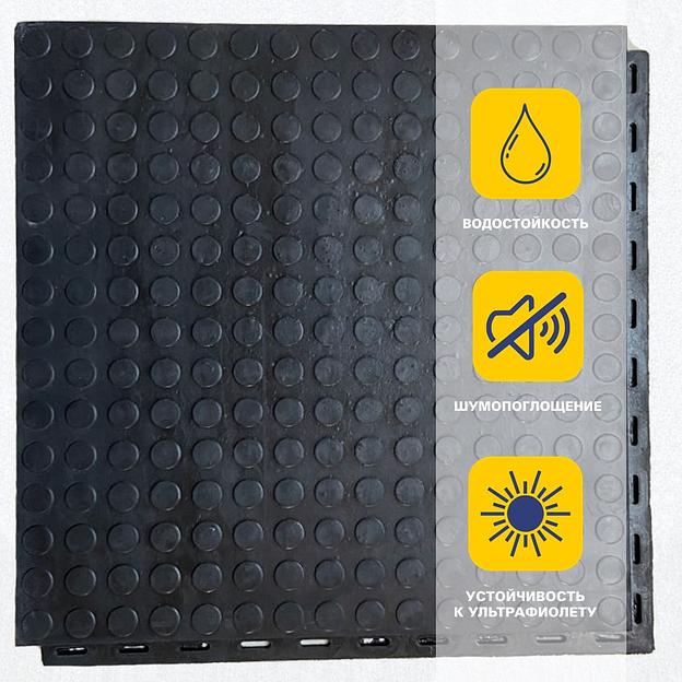 Резиновая плитка «Спецформер», 10 мм, 500х500 мм, чёрная фото 1