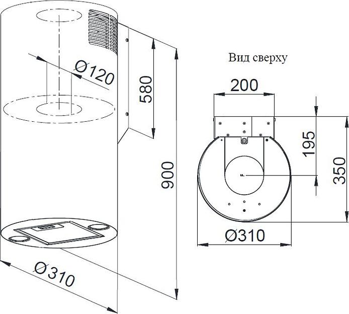 Вытяжка каминная Weissgauff Tubus 900 PB BL черный управление: кнопочное (1 мотор) фото 6