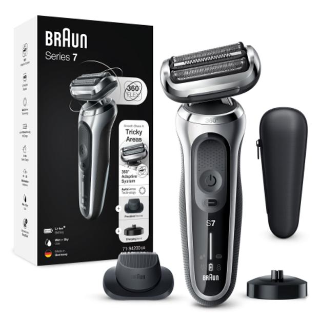 Бритва сетчатая Braun Series 7 71-S4200cs реж.эл.:3 питан.:аккум. черный/серебристый фото 2