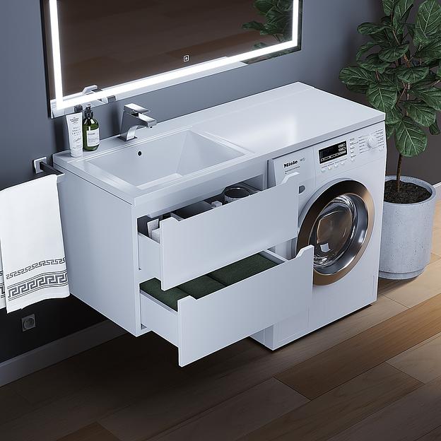 Тумба под стиральную машину Uperwood Tanos 60 см, подвесная, белый фото 3