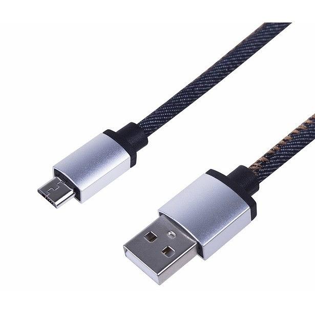 Rexant (18-4242) Кабель USB-A – micro USB, 2,4А, 1м, в джинсовой тканевой оплетке фото 1