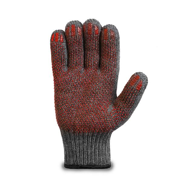 Двойные шерстяные перчатки серые 7,5 класс вязки (30% шерсть, 70% акрил) арт.55Т фото 2