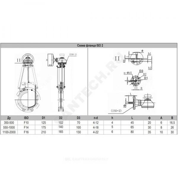 Задвижка шиберная двусторонняя чугун Ду 1000 Ру1 межфл с редуктором под электропривод ISO2 F14 уплотнение: NBR с выдвижным штоком Benarmo фото 3