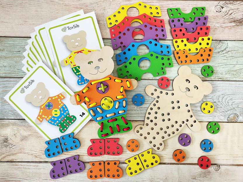 Шнуровка «Мишки модники» опт фото 1