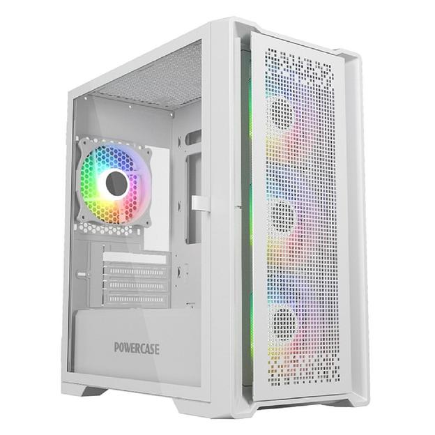 Powercase ByteFlow Micro White, Tempered Glass, 4х 120mm ARGB fans, ARGB HUB, белый, mATX (CAMBFW-A4) фото 1