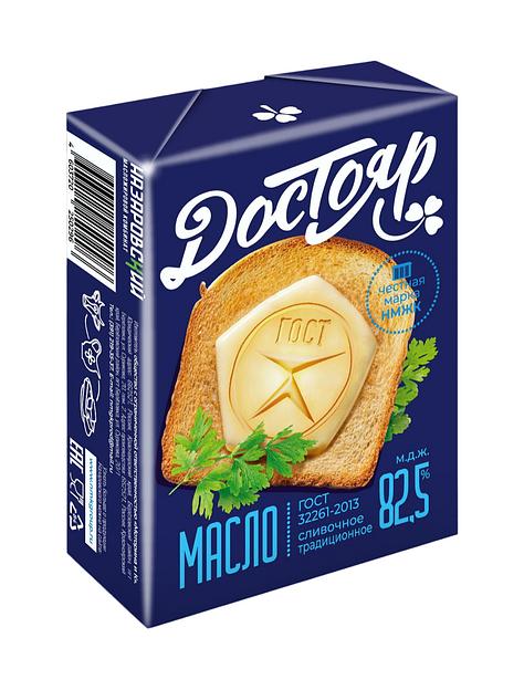 Масло сливочное Достояр «Традиционное» 82,5 % 180 г ОПТ фото 1