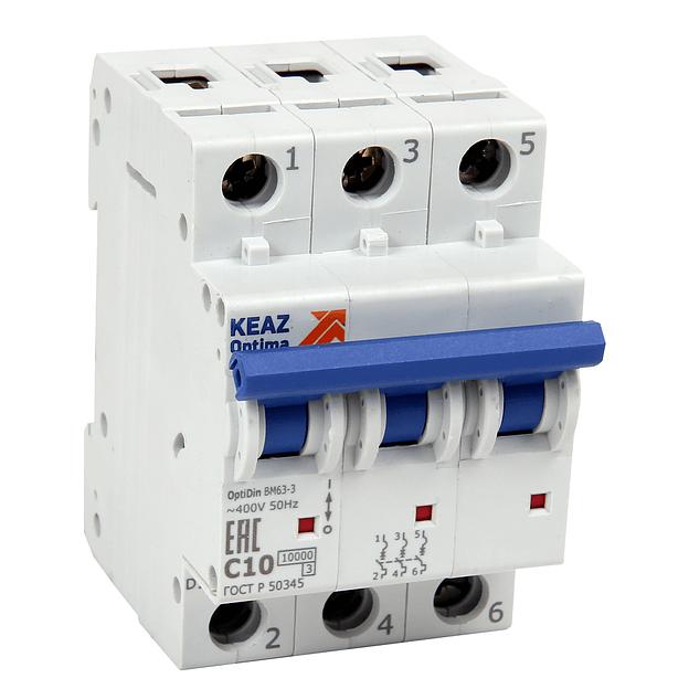 Выключатель автоматический трехполюсный 40А C 10кА AC OptiDin BM63-3C40-10-УХЛ3 фото 1