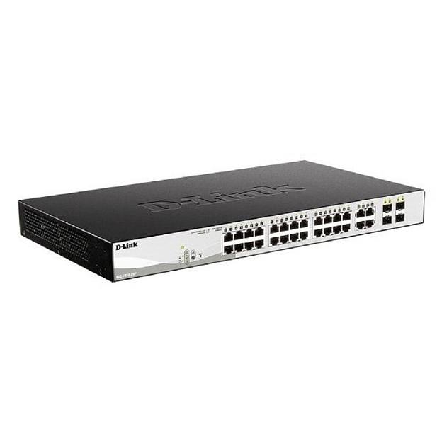 D-Link DGS-1210-28P/F5A Настраиваемый L2 коммутатор с 24 портами 10/100/1000Base-T и 4 комбо-портами 100/1000Base-T/SFP (24 порта PoE 802.3af/at, PoE-бюджет 193 Вт) фото 1