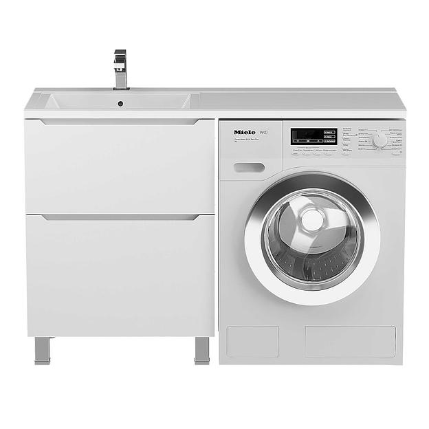 Тумба под стиральную машину Uperwood Tanos 60 см, напольная, белая, 2 ящика фото 5