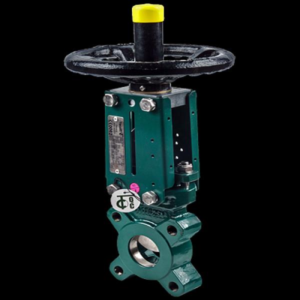 Задвижка шиберная односторонняя чугунная VG3400-00NI Ду 125 Ру10 межфланцеваяанцевая со штурвалом уплотнение: нитрил Tecofi VG3400-00NI0125 фото 1