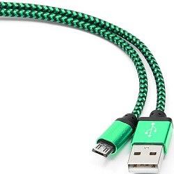 Gembird Кабель USB 2.0 Cablexpert CC-mUSB2gn1m, AM/microBM 5P, 1м, нейлоновая оплетка, алюминиевые разъемы, зеленый, пакет фото 1