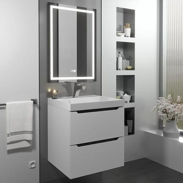 Тумба под раковину для ванной Uperwood Tanos 50 см, подвесная,  белая/графит фото 1