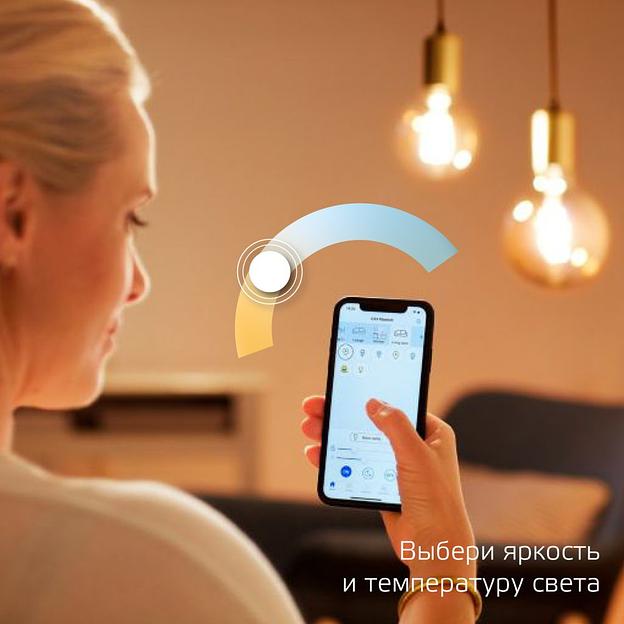 Умная лампа Gauss IoT Smart Home E27 6.5Вт 720lm Wi-Fi (упак.:1шт) (1370112) фото 4