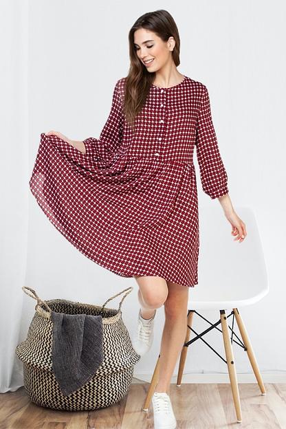 Платье штапель  5917/14/Бордовый, белый  фото 1