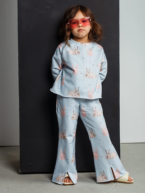 Свитшот MINI DI «Моника» зайцы на голубом, арт.810/30 ОПТ фото 3