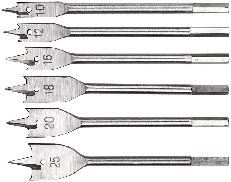Свёрла по дереву перовые набор, 6 шт (10-12-16-18-20-25 мм) фото 1
