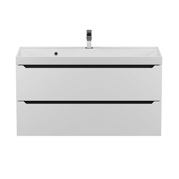 Тумба с раковиной для ванной Uperwood Tanos 100 см, подвесная, матовая, белая/графит фото 8