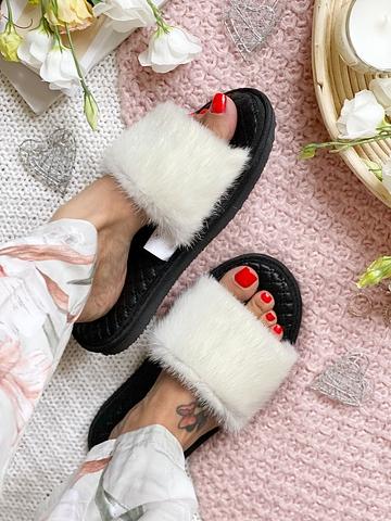 Женские тапочки из норки с цельной шлейкой и стелькой из стеганой кожи фото 1