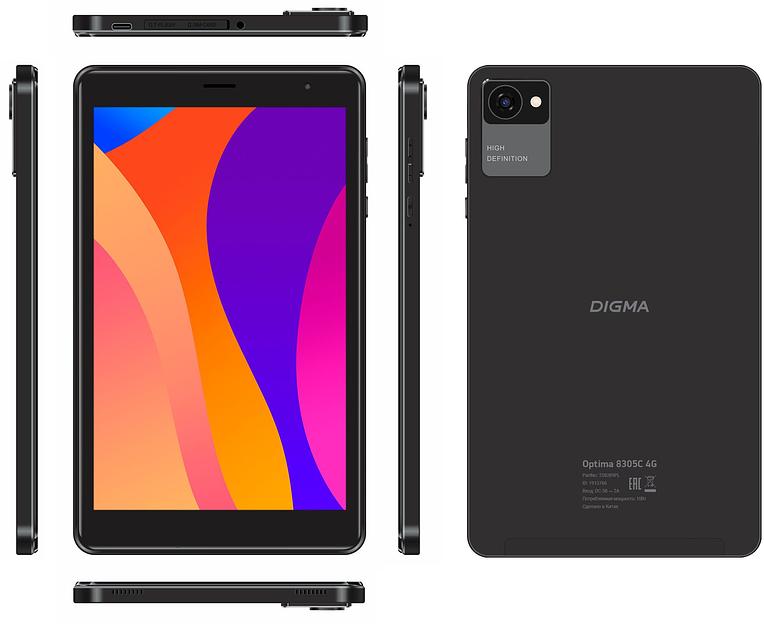 Планшет Digma Optima 8305C 4G SC9863A (1.6) 8C RAM3Gb ROM32Gb 8" IPS 1280x800 3G 4G Android 12 черный 5Mpix 2Mpix BT GPS WiFi Touch microSD 128Gb 4000mAh фото 4