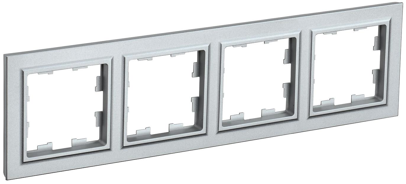 IEK BR-M42-K47 BRITE Рамка 4-мест. РУ-4-БрА алюм. фото 1