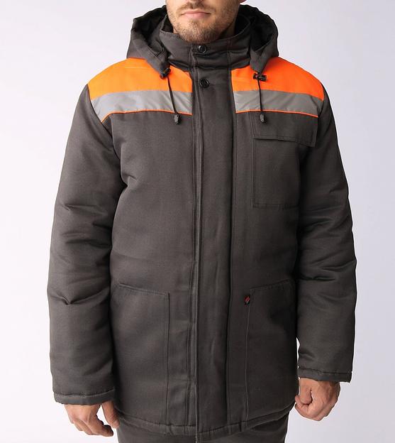 Костюм зимний Партнер NEW (Смесовая, 210) п/к, темно-серый/оранжевый,56-58,170-176 фото 6