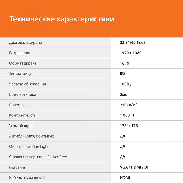 Монитор SunWind 23.8" SM-24FI221 черный IPS LED 5ms 16:9 HDMI M/M матовая 250cd 178гр/178гр 1920x1080 100Hz G-Sync VGA DP FHD 3.0кг фото 9