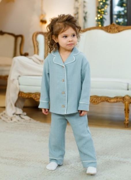 Пижама MINI DI «Алексия» муслин, бирюзово-голубой ОПТ фото 2