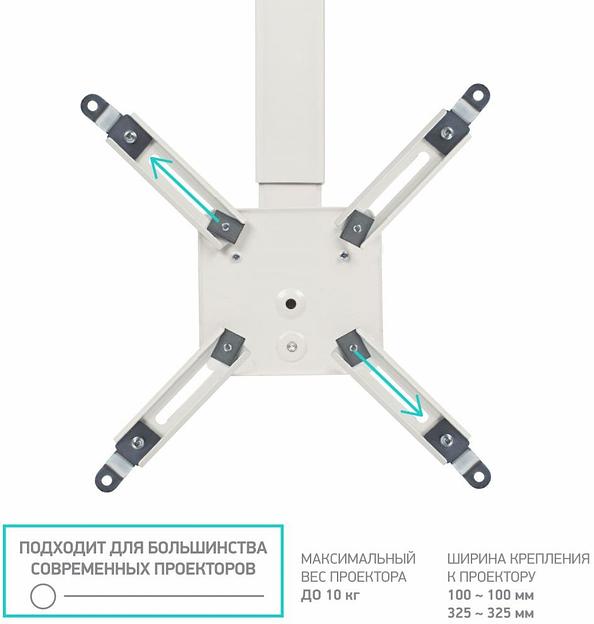 Кронштейн для проектора Onkron K5A белый макс.10кг потолочный поворотно-выдвижной и наклонный фото 5