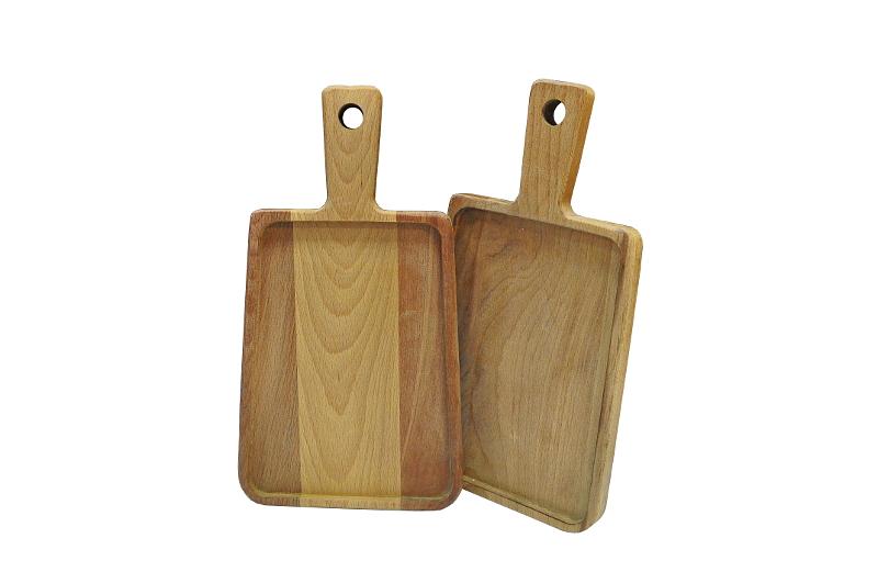 Доска для подачи прямоуг. 350*195*20 мм. с ручкой, бук /1/ фото 1