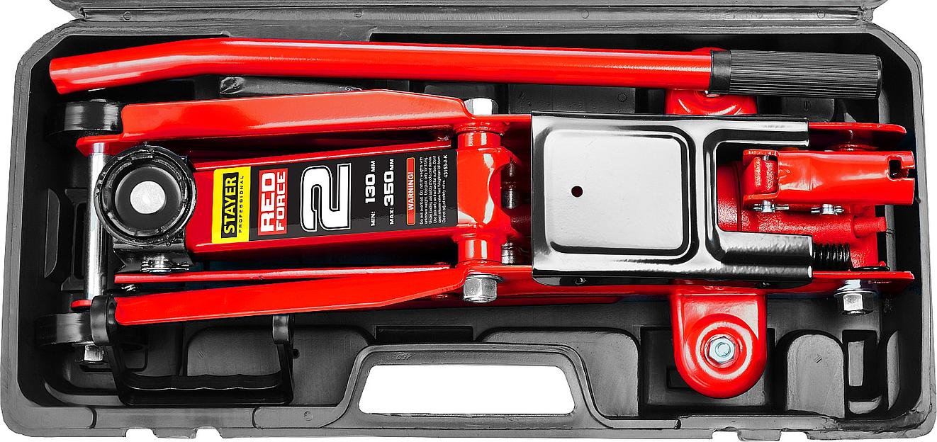 STAYER R-28 RED FORCE, в кейсе, 2 т, 130 - 350 мм, подкатной домкрат для легковых а/м, Professional (43153-2-K) фото 8