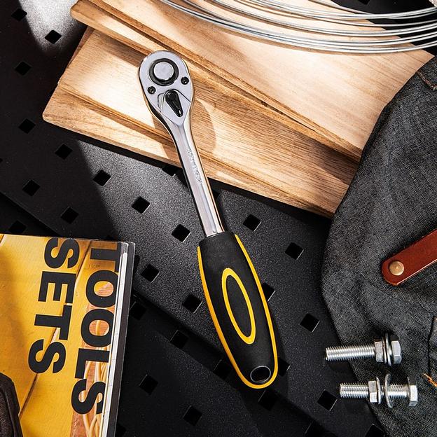 Ключи Deli Ключ-трещотка Deli DL2521 1/2" длина 255мм, 45 зубьев, шестерня Cr-Mo, быстросъемная фото 6