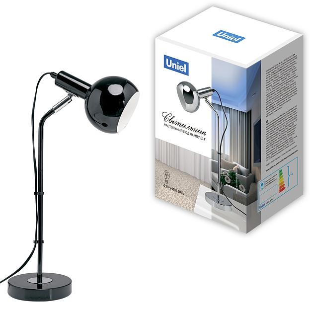 Светильник настольный 60W Цоколь Е14 Механический выключатель UML-B702 E14 BLACK Черный ТМ фото 9