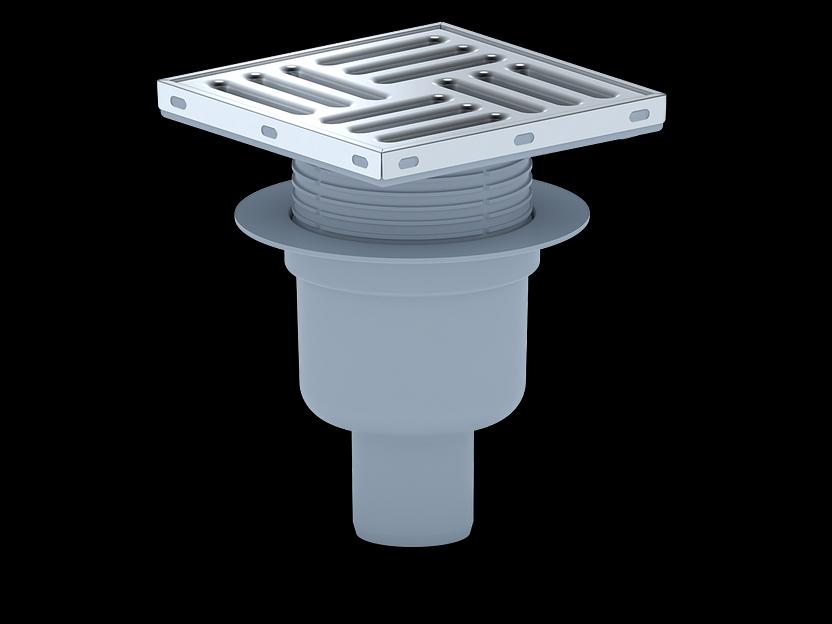 Трап вертикальный выпуск 50 нержавеющая решетка 15х15см регулируемый с сухим затвором фото 1