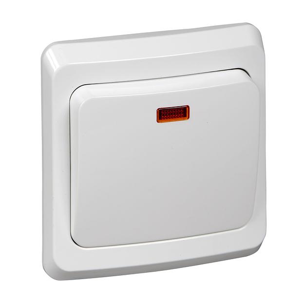 Systeme electric BC10-005B ЭТЮД С/У 1-клавишный ВЫКЛЮЧАТЕЛЬ с подсветкой 10 АХ, БЕЛЫЙ, Россия фото 2