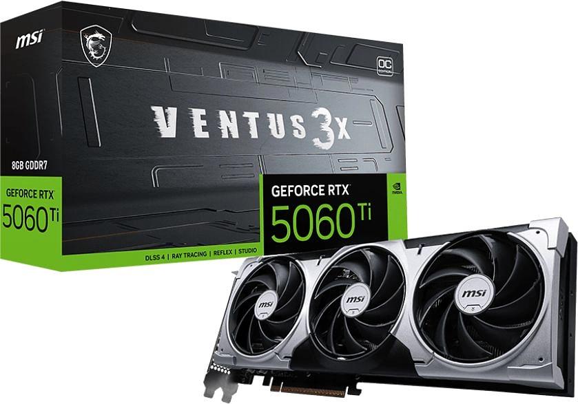 Видеокарта MSI PCI-E 5.0 RTX 5060 Ti 8G VENTUS 3X OC NVIDIA GeForce RTX 5060TI 8Gb 256bit GDDR7 2482/28000 Без Видеовыходов HDMIx1 DPx3 HDCP Ret фото 5