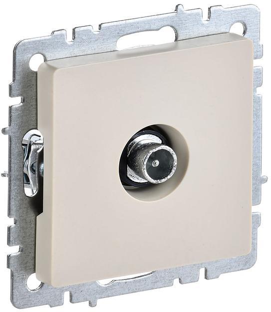 IEK BR-A10-P-K10 BRITE Роз. TV проходная РТВ10-0-БрКр беж. фото 1