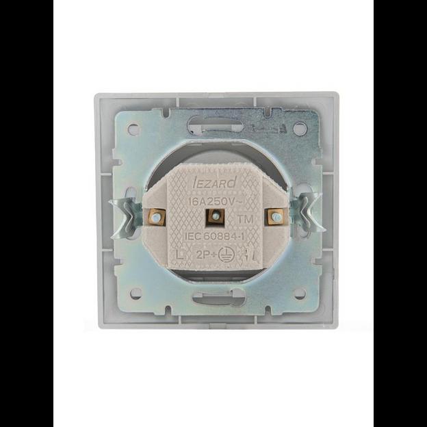 Розетка 1-м СП Mira 16А IP20 без заземл. со вставкой керамика сер. метал. LEZARD 701-1010-121 фото 4