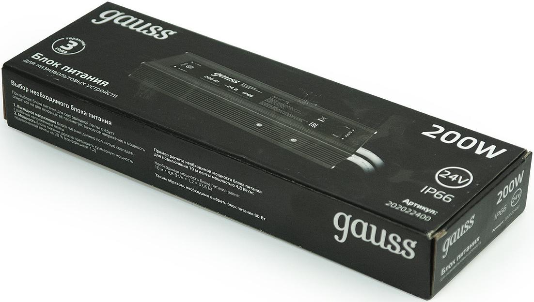 Блок питания Gauss 202022400 пониж. для лен.светод. черный фото 3