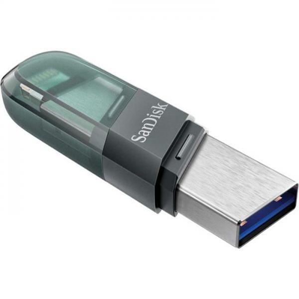Флеш Диск Sandisk 128Gb iXpand Flip SDIX90N-128G-GN6NE USB3.1 голубой/серебристый фото 1