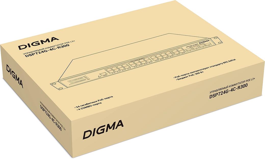 Коммутатор Digma DSP724G-4C-R300 (L2+) 24x1Гбит/с 4xКомбо(1000BASE-T/SFP) 24PoE 24PoE+ 300W управляемый фото 5